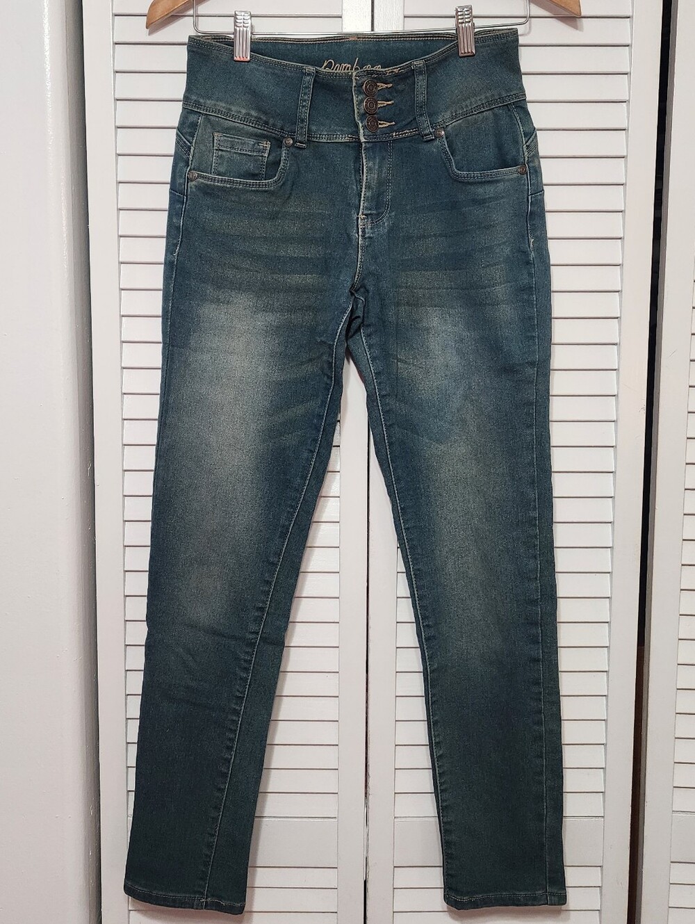 BAMBOO High-Rise Faded Blue Skinny Jeans